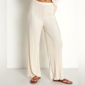 L*SPACE Hazel NWT Pleated Wide Leg Pants Cream Tapioca Size S $145 Resort Lounge